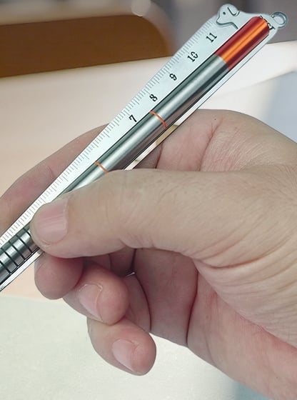 The pen bay held in hand