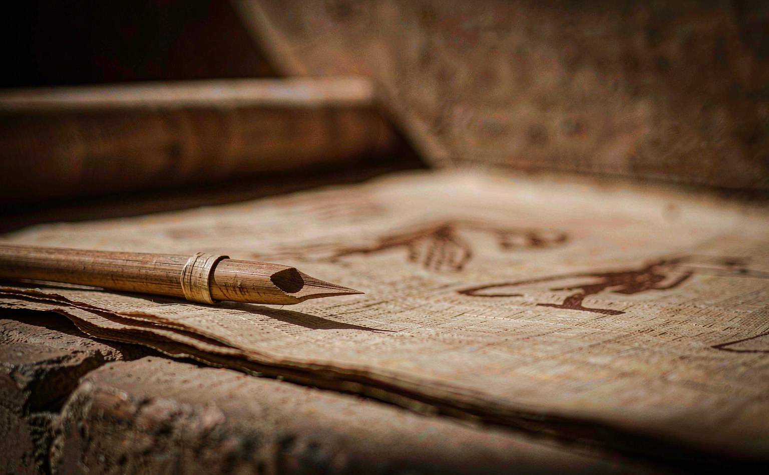 Reed pen on papyrus