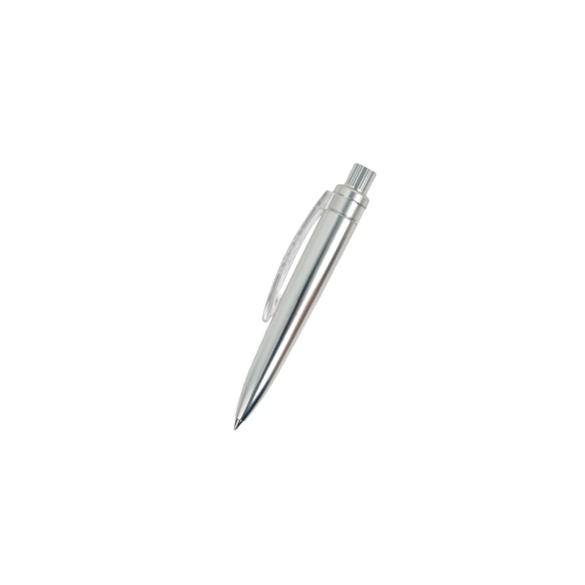 Moonlight Silver · studio retouch: brushed metal barrel, translucent clip